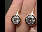 Solitaire Bezel Set Round Cut Yellow Gold Drop Earrings For Women