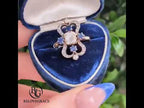 Vintage Yellow Gold Cushion Cut White & Blue Sapphire Engagement Ring