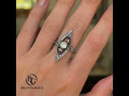 Luxury Jewelry Two Tone Art Nouveau Design Round Cut White Sapphire Engagement Rings