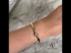Luxury Jewelry Unique Design Golden Bezel Radiant & Round Cut White Sapphire Bangle Bracelet For Women