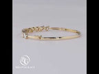 Classic Yellow Gold Oval & Pear & Marquise Cut White Sapphire Bangle Bracelet For Women