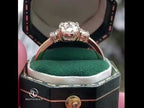 Classic Three Stone Yellow Gold Oval & Round Cut White Sapphire Engagement Ring