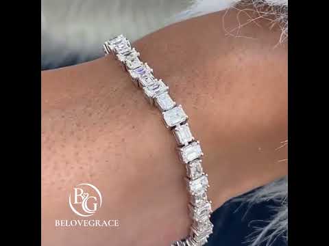 Luxury Jewelry Classic Emerald Cut White Sapphire Tennis Bracelet For Women
