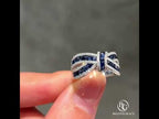 Bow Knot Design Round Cut Blue & White Sapphire Wedding Ring