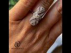 Luxury Jewelry Art Deco Swirl Design Halo Round Cut White & Ruby Sapphire Engagement Rings
