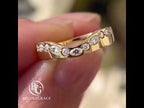 Unique Design Yellow Gold Marquise & Round Cut White Sapphire U Shape Half Eternity Wedding Band For Women