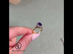 Vintage Halo Two Tone Oval Cut Amethyst Sapphire Engagement Ring