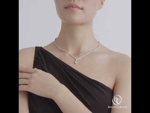 Classic Pear & Marquise Cut White Sapphire Pendant Necklace For Women