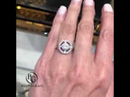 Luxury Jewelry Art Deco Halo Bezel Round Cut White & Ruby Sapphire Engagement Rings