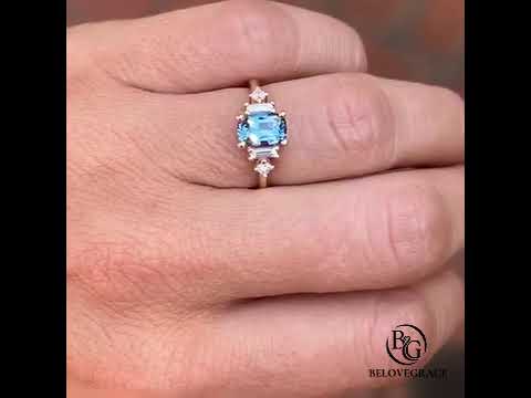 Classic Yellow Gold Cushion Cut Blue Sapphire Engagement Ring