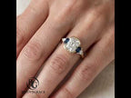 Half Bezel Setting Yellow Gold Cushion Cut White Sapphire Five Stone Engagement Ring