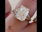 Luxury Jewelry Yellow Gold Double Prong Radiant Cut White Sapphire Engagement Ring
