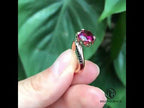 Unique Floral Setting Rose Gold Round Cut Lab Ruby Sapphire Engagement Ring