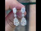 Elegant Pear Cut Lab Gemstone Triple Drop Earrings For Women