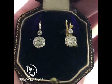 Luxury Jewelry Golden Classic Cushion & Round Cut White Sapphire Drop Earrings For Women