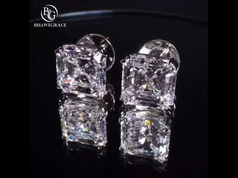 Elegant Solitaire Asscher Cut Moissanite Stud Earrings For Women