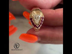 Vintage Yellow Gold Halo Pear Cut White Sapphire Cocktail Ring For Women