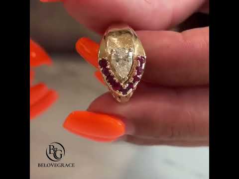 Vintage Yellow Gold Halo Pear Cut White Sapphire Cocktail Ring For Women