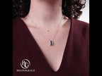 Luxury Jewelry Round Cut Blue & White Sapphire Pendant Necklace For Women
