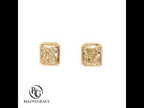 Classic Solitaire Yellow Gold Radiant Cut Canary Sapphire Stud Earrings For Women
