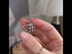 Antique Checkered Design Two Tone Round & Asscher Cut White & Ruby Sapphire Cocktail Ring For Women