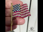 Golden Round Cut Blue & Ruby Sapphire American Flag Brooch