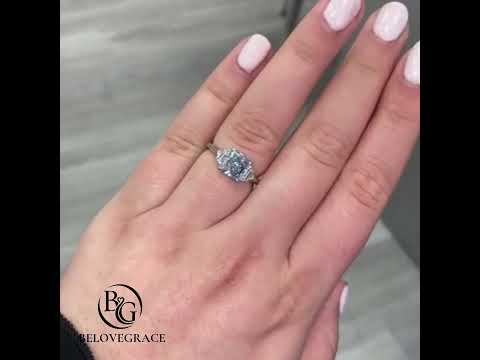 Classic Three Stone Radiant Cut Blue Topaz Engagement Ring