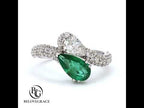 Luxury Jewelry Toi Et Moi Pear Cut Emerald & White Sapphire Engagement Ring