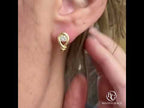 Vintage Knot Round Cut Moissanite Stud Earrings For Women In Yellow Gold
