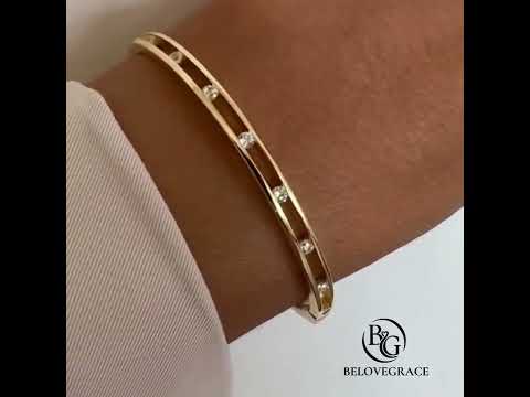 Luxury Jewelry Classic Channel Setting Round Cut White Sapphire Bangle Bracelet For Women