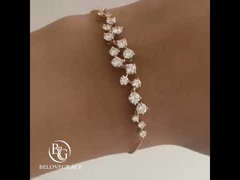 Luxury Jewelry Unique Golden Round Cut White Sapphire Bracelet For Women