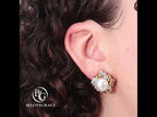 Luxury Jewelry Two Tone Round Cut Pearl Stud Earrings For Women