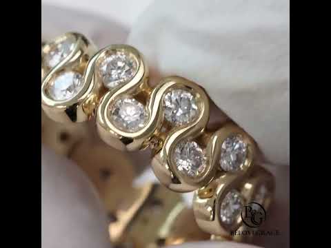 Infinity Yellow Gold Round Cut Symbolic White Sapphire Eternity Wedding Band Ring For Women