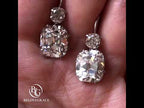 Luxury Jewelry Classic Cushion & Round Cut White Sapphire Drop Earrings For Women
