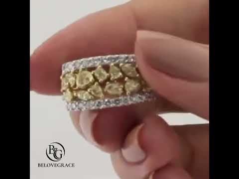 Fancy Two Tone Multi Cut Canary & White Sapphire Hoop Earrings For Women