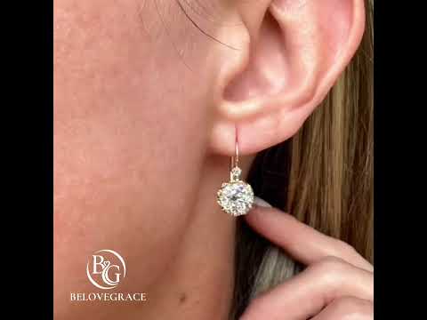 Luxury Jewelry Classic Golden Cushion Cut White Sapphire Drop Earrings For Women