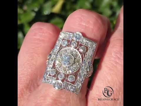 Art Deco Pavé Filigree Round Cut Moissanite Cocktail Engagement Ring