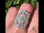 Art Deco Pavé Filigree Round Cut Moissanite Cocktail Engagement Ring