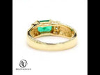 Luxury Jewelry Half Bezel Yellow Gold Emerald Cut Emerald Sapphire Engagement Ring