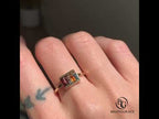 Bar Setting Golden Baguette Cut Garnet & Topaz & Orange & Brown Sapphire Engagement Ring