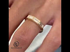 Classic Yellow Gold Bezel Three Stone Baguette Cut White Sapphire Wedding Band For Women