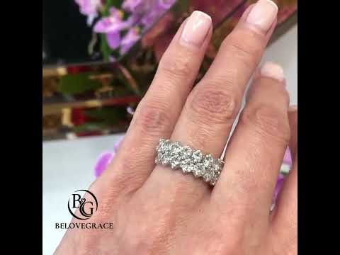 Luxury Jewelry Classic Double Row Round Cut White Sapphire Eternity Wedding Bands