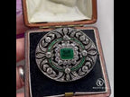 Art Deco Emerald Cut Emerald & White Sapphire Brooch