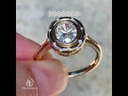 Luxury Jewelry Yellow Gold Halo Bezel Oval Cut White Sapphire Engagement Ring