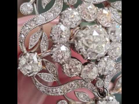 Elegant Antique White Sapphire Round Cut Brooch