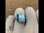 Luxury Jewelry Unique Design Art Deco Emerald Cut White Sapphire Engagement Rings