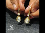 Luxury Jewelry Golden Halo Pear Cut White Sapphire Drop Earrings For Women