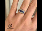 Luxury Jewelry Vintage Design Halo Oval Cut Blue & White Sapphire Half Eternity Wedding Band For Women