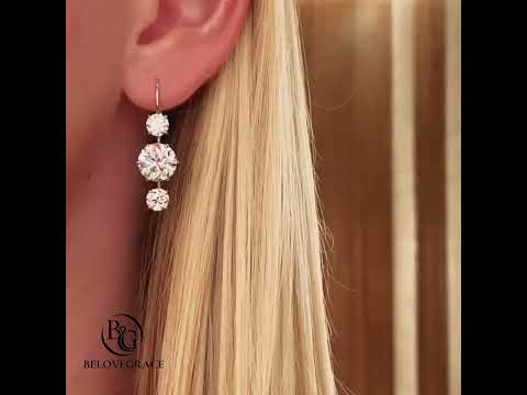 Classic Elegant Round Cut White Sapphire Drop Earrings For Women