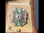 Vintage Art Deco Bezel Round Cut White & Emerald Sapphire Engagement Ring